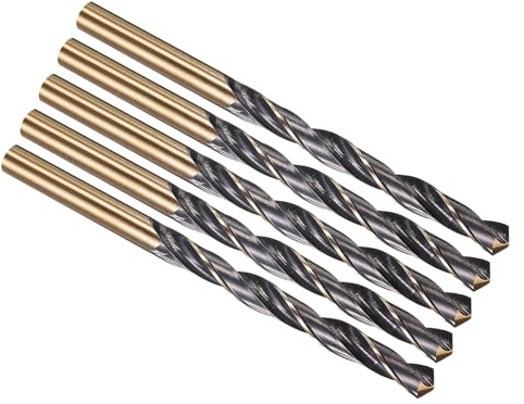PATIKIL 7mm Drill Bit 4341 High-Speed Steel 118° for Thin Metal 5 Pack | Jobber Straight Shank 118° Black and Gold Finish for Medium-hard Metal Steel Acrylic