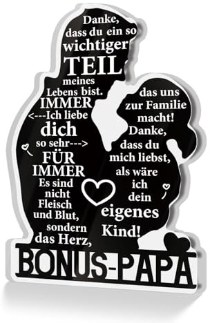 Putuo Decor Acrylschild Bonus-Papa – Geschenk für Stiefvater mit Dankesbotschaft – Dekoration für Vaterfigur, Familie, Alltag oder Geburtstag