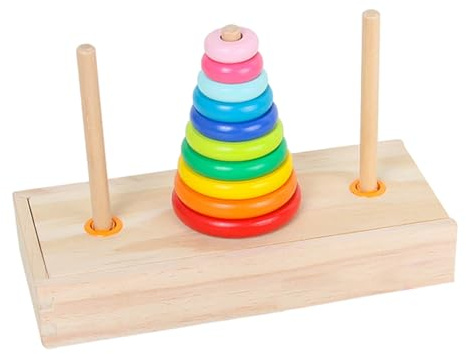 Kalastussaari Turm von Hanoi, hölzerne Kinder Hirnteaser -Rätsel, Regenbogenstapel -Turmblöcke, frühes Bildungslog -Denkes sensorisches Spielzeug für 3 Jahre Geschenk