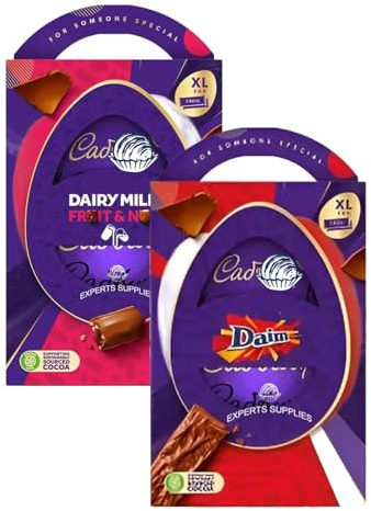 2 x Easter Egg Cad Dairy Milk Fruit & Nut Chocolate Easter Egg 273g & Daim Egg 231g - Easter Eggs Gifts for Women, Men & Kids By Experts Supplies