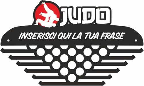 Social Crazy PORTA MEDAGLIE DA PARETE - JUDO - IN PLEXIGLAS CON DISTANZIALI IN ACCIAIO INOX (Nero)
