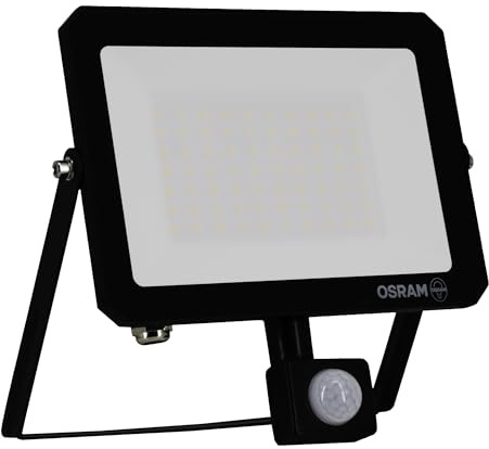 Osram LUX LED Flutlicht modern 50W, 4500lm, 4000K, Außenstrahler, Sensor, IP65, Aluminium Schwarz, Milchglas