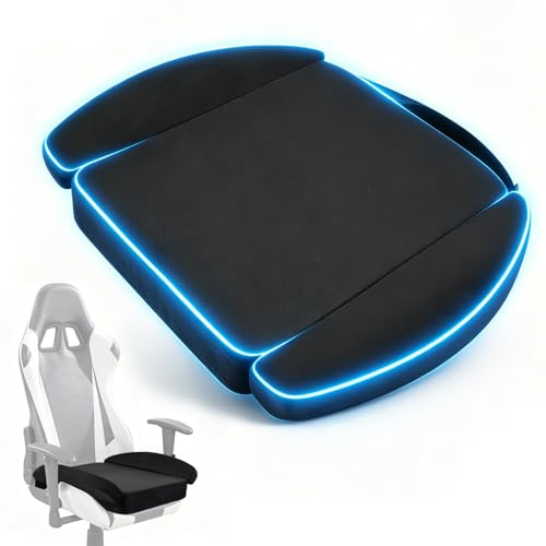VeftBltrem Gaming-Stuhlkissen mit Memory Foam, Ergonomisches Sitzkissen für Bürostuhl & Autositz, Sitzpolster mit Rutschfester Unterseite & abnehmbarem Bezug für mehr Sitzkomfort, Schwarz