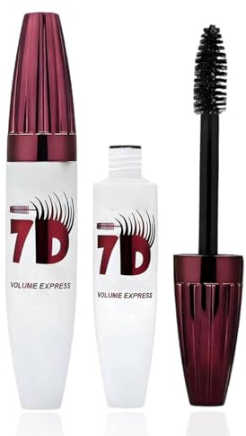 7D Black Mascara, Mascara Wasserfest Schwarz, Wimperntusche Wasserfest für Intensives Volumen und Spektakuläre Länge, Natürlicher Verdichtungseffekt mit Langanhaltendem Halt (1PC)