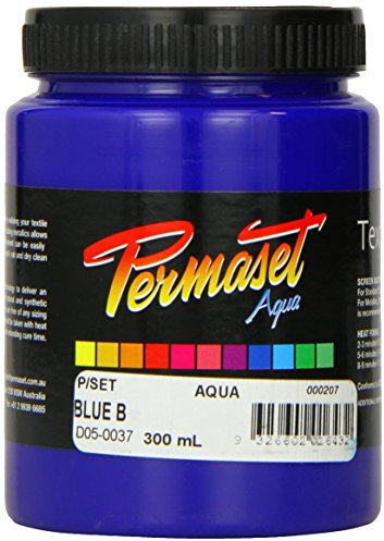 Permaset Aqua Standard 300ml Blue B Ink - Screen Printing Ink for Fabric - Ideal Screen Printing Kit for Home Office, Starter Kit, Fabric Paint, Screen Printer and other Fabric Ink