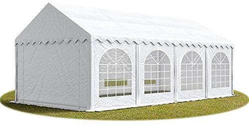 Festzelt Partyzelt 3x9 m Premium, hochwertige PVC Plane 750 N in weiß 100% wasserdicht mit Bodenrahmen