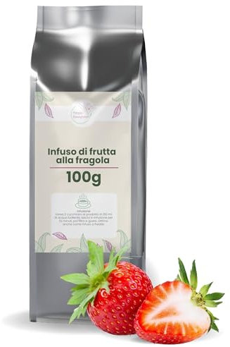 PATRIZIO BRESEGHELLO - Infuso di Frutta Aromatizzato alla Fragola 100 g - Miscela Selezionata con Karkadé, Mela, Fragola, Rosa Canina - Per Tisane Fredde o Calde
