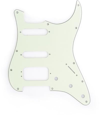 Musiclily Pro 11 Löcher Round Corner HSS Strat Schlagbrett Gitarren Pickguard mit 3 Schrauben Humbucking Pickup Mount für Fender American/Mexican Stratocaster E-Gitarre,3 lagig Mint Green