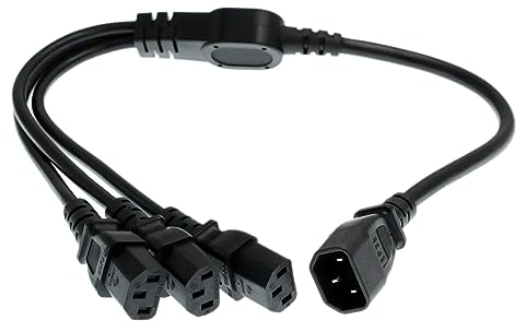 HT-Kabel UPS PDU Computer PC Stromverteilerkabel C14 auf 3 x C13 10A 250V Verlängerungskabel (c14-3xc13 60cm / 24inches)