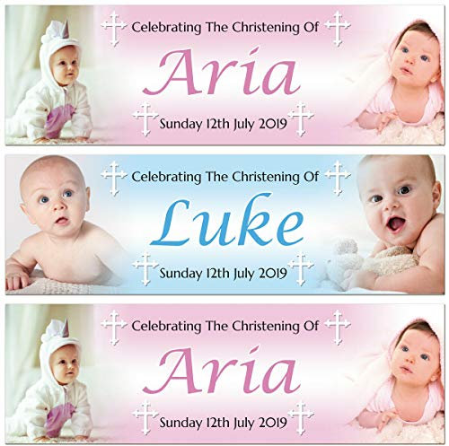 2 personalisierte Taufbanner Taufe Namenstag Foto Baby Party Poster Dekoration