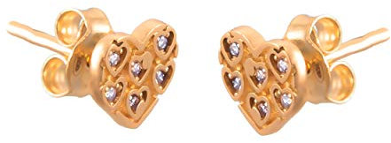 Damen Ohrringe Stecker 585 14k Gold Gelbgold Ohrstecker Herz Zirkonia