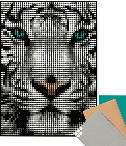 dot on Pixelart tiger - DIY Poster 50x70 cm - Bastelset für Erwachsene Bilder mit Klebepunkten Stickerset Mosaik Pixelart Aufkleber Basteln Selbermachen DIY - Tiger