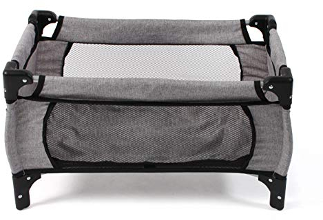 Bayer Chic 2000 653 19 Reisebett Deluxe für Baby-Puppen bis 50 cm, Puppenbett, Puppenmöbel, Melange grau, Klein