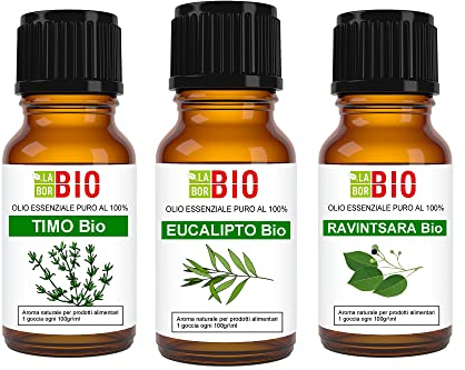EukalyptusÖl - ThymianÖl - Ravintsara Öl Bio Set Ätherisches Öl 100% Reines - Aromatherapie Kosmetik Therapeutische - Laborbio
