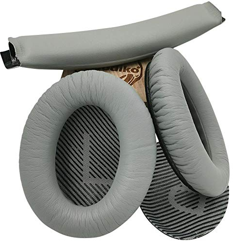 Cuscino per fascia e cuscinetti auricolari di ricambio per cuffie Bose Quiet Comfort 25 35 (QC25 QC35) e QuietComfort 35 II (QC35ii), parti di riparazione e cuscinetti con tappetini-Grigio argento