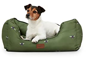 Joules Rosewood Hundebett, Bienen-Aufdruck, Größe L, Khaki