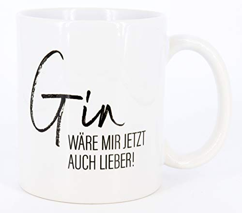 PICSonPAPER Tasse mit Spruch Gin wäre mir jetzt auch lieber! Gintasse, Kaffeetasse, Tasse lustigem Spruch