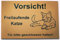 Warnschild Vorsicht Freilaufende Katze, Tür geschlossen halten, Schild Katzenschild Liegend Gold (15x10cm 4 Löcher Ecke)