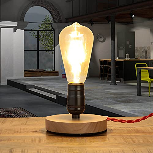 Easylight Kleine Tischlampe Industrie Design Holz Metall dekorativ EDISON Vintage Lampe Tischleuchte