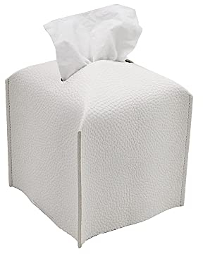 Kosmetiktuch-Box, quadratisch, PU-Leder, Papierspender für Badezimmer, Schminktisch, Arbeitsplatte, Nachttisch, Schreibtisch, Auto-Dekoration, Weiß