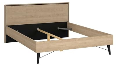 Dmora - Doppelbett Abella, Struktur des Container-Betts, Sommier mit Verkleidung, Matratzenhalterstruktur, 207x173 h91 cm, helle Eiche