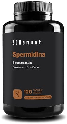 Spermidin 6 mg - med Vitamin B1 & Zink - 120 Veganska Kapslar - Zenement | 100% Naturligt Vetegroddsextrakt - Skydd mot oxidativ stress - Utan Tillsatser - 1 per Dag, 4 Månader