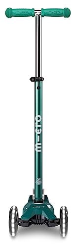 Micro® Maxi Deluxe LED-Scooter mit 3 Rädern für Kinder | Räder mit LED-Leuchten | Neigungsdrehsystem | höhenverstellbar | 5-12 Jahre | Jungen und Mädchen