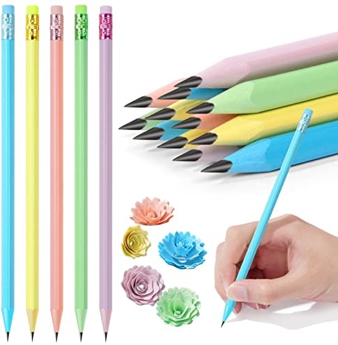 AUAUY 12 Stück HB Bleistifte Set, Mehrfarbig Mit Radiergummi, Aus Holz, Schwarze Mine, Graphitstifte Für Kinder, Studenten, Erwachsene, Schule, Büro, Hochzeit, Party