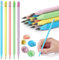 AUAUY 12 Stück HB Bleistifte Set, Mehrfarbig Mit Radiergummi, Aus Holz, Schwarze Mine, Graphitstifte Für Kinder, Studenten, Erwachsene, Schule, Büro, Hochzeit, Party