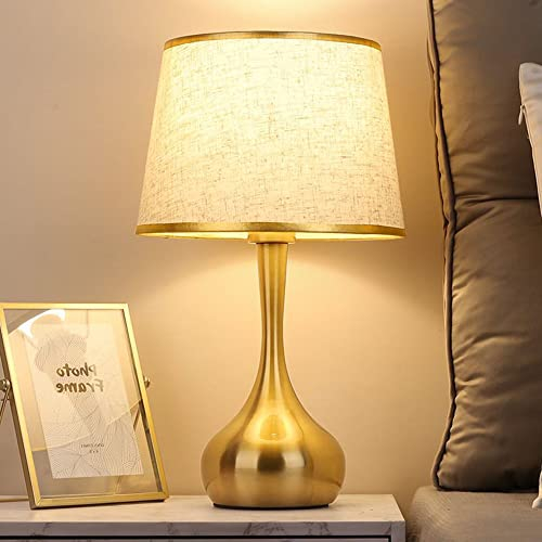 Mengjay Nachttischlampe E27 Tischleuchte, Tischlampe Weißer/Kaffee Lampenschirm, Stoff Schirm, Gold,sehr passend für Schlafzimmer Bar Restaurant Cafe. (Weiß)