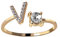 CHUNNUAN A-Z Buchstabe verstellbare Öffnungsringe für Frauen Paar Alphabet Name Herren Initialen Ring Hochzeit Finger Schmuck - V