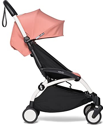 BABYZEN YOYO2 Kinderwagen (Kinderwagengestell White und 6+ Textile Set Ginger) - mit Gurt, Rückenlehne, Verdeckbügel, Schultergurt, Aufbewahrungstasche, Sitzpolster und farbgleichem Verdeck
