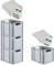 PROREGAL SuperSparSet 4x Eurobox NextGen Economy mit Scharnierdeckel & grünen Verschlüssen | Griffe offen | HxBxT 32x30x40cm | 30 Liter | Eurobehälter Transportbox Transportbehälter Stapelbehälter