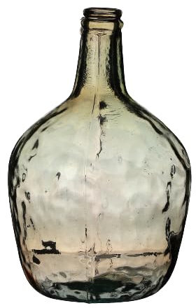 NATURAL LIVING Vase Dame Jeanne 4L Ambre en Verre Recycle D19CM X H31CM
