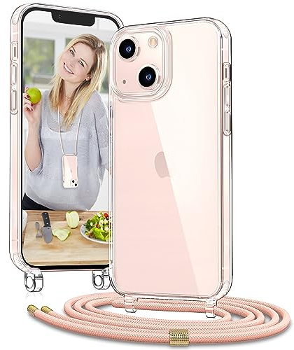 Vaykwo Handykette für iPhone 13 Mini Hülle mit Band, Rosa