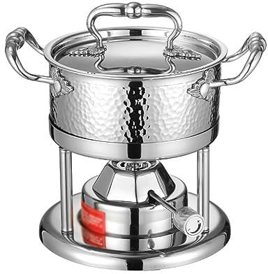 PASPRT Portable Butane Stove, Commercial Insulated Mini Restaurant Alcohol Portable Self Heating Food Warmer Hot Pots, Split Type Easy To Clean (silver 120 minutes)