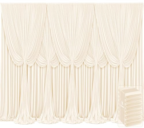 8 Paneele, Champagnerhintergrund, Vorhänge für Hochzeit, Party, faltenfrei, Vorhangvorhänge, Stoffdekorationen, Fotohintergrund, Tuch für Babyparty, Fotografie, Bühnenempfang, 12,2 m (B) x 3,6 m (H)
