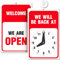 Panneau « Will Return » avec horloge – 23,3 x 14,5 cm – Couleurs vives rouge et blanc – Comprend une ventouse – Idéal pour le déjeuner, les panneaux « Be Right Back » ou « Open Closed »