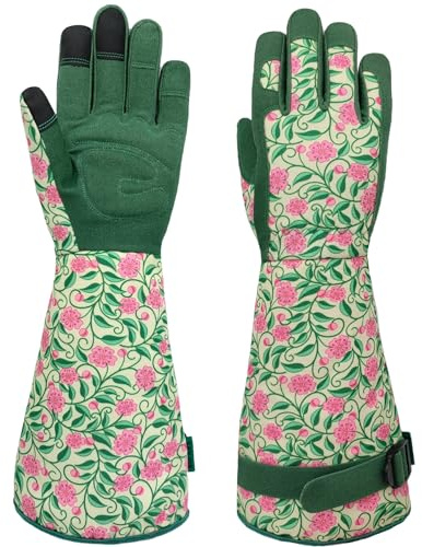SAVJOB Gartenhandschuhe für Damen, vielseitig, Kunstleder, Arbeitshandschuhe, Gartengeschenke und Gartengeschenke (Grün, M)