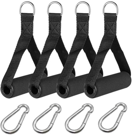 CAASFOOY 4 Pezzi Manopole per Fasce di Resistenza, Maniglie Palestra Cavi,Maniglie per Resistenza,Maniglie per Fitness,con 4 Bottoni a Pressione,per Fitness per Yoga Pilates Fitness Allenamento