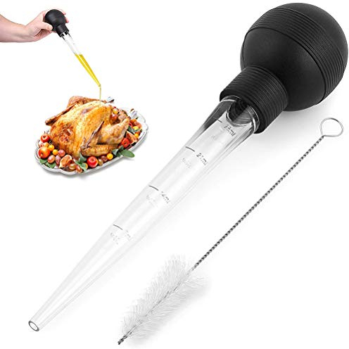 Turkey Oil Dropper with Brush, Turkey Baster for Cooking, Food Grade Turkey Baster Syringe Oil Dropper Meat Injector Set, Chicken Barbecue Food Baster Barbecue Pipe (Assorted