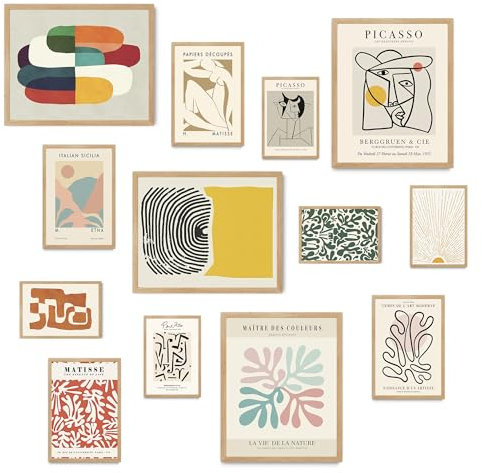 Fardes Boho-Raumdekor-Wandkunst, dänisches Pastell-Poster für eklektische Dekoration, Wanddekoration für maximalistisches Dekor, ästhetische, ästhetische Wandkunst, Schlafzimmer, Galerie-Wandkunst-Set