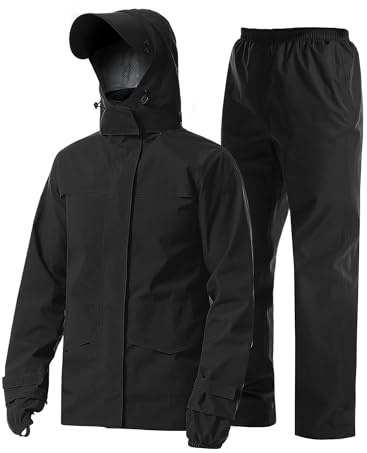 Coutyuyi Homme Veste de pluie, légère et imperméable,pliable avec capuche rangeable,pour activité en plein air,cycle(Noir,XXXL