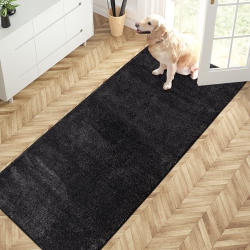 PURRUGS Dirt Trapping Door Mat 80 x 178 cm, Non-Slip Machine Washable Entryway Rug, Dog Door Mat, Super Absorbent Entry Rug for Front Door, Back Door, Muddy Shoes and Paws, Charcoal