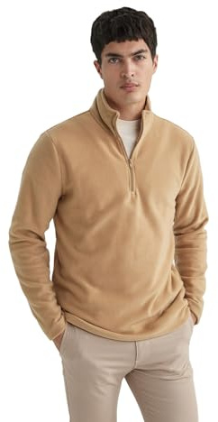 DeFacto Men's Pullover - Troyer with Half Zip and Zip for Men - Stylish Cardigans and Sweaters, Vizon, M