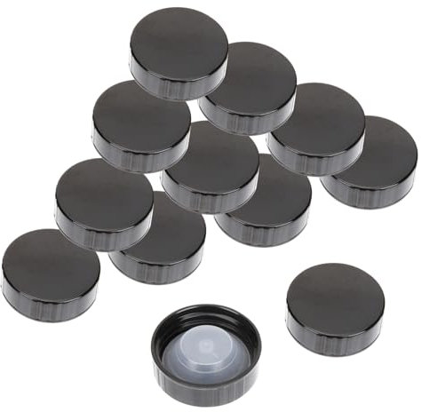 Mipcase 12pièces Capsules De Bouteilles Noires Plastique Lot De Couvercles à Vis Pour Bouteilles Growlers Et Jugs Étanchéité Optimale Pour Vin Et Produits Cosmétiques