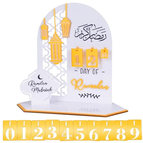 Ramadan Kalender, Ramadan Kalender Aus Acryl, Ramadankalender Kinder, Eid Mubarak Adventskalender, DIY Ramadan Dekoration 30 Tage Countdown, Kalender für Zuhause (white)