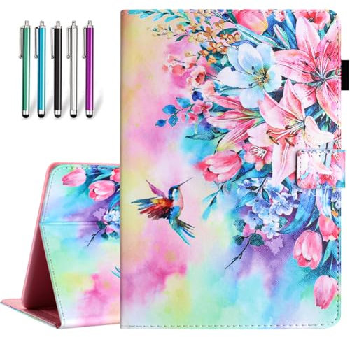 Fancity Case Fits All-New Amazon Kindle Fire HD 10 & 10 Plus (13th/11th Generation, 2023/2021 Release), PU Leather Stand Cover with Smart Auto Wake/Sleep & Pen Holder Card Slot, Hummingbird