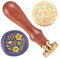DELORIGIN Blumenwachs Siegelstempel Geprägter Stempel Versiegelung Vintage Elegant Abnehmbar 25mm Messingsiegel Holzgriff Hochzeitseinladungen Umschläge Geschenkverpackung Dekoration Basteln Kleben