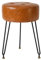 IBUYKE Kunstleder Runde Fußstütze Hocker, Make-up Eitelkeits Hocker Beistelltisch, PU Schminktisch Sitz, Pouf Couch Hocker, goldene Stahlbeine, Hellbraun L/G-31J